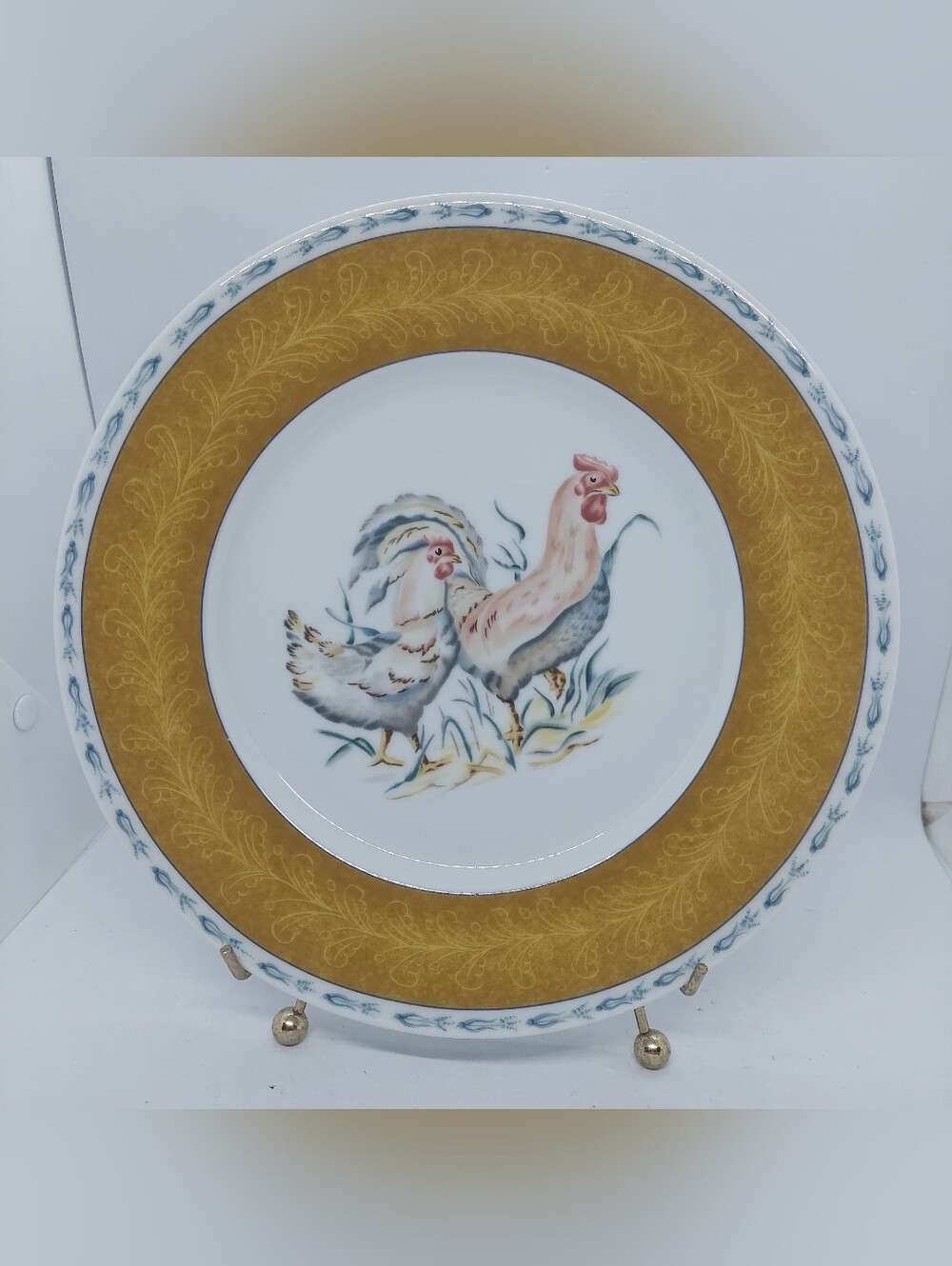 Pierre Frey París Basse Court Dinner Plate 10.25" Rooster Hen Porcelain Limoges